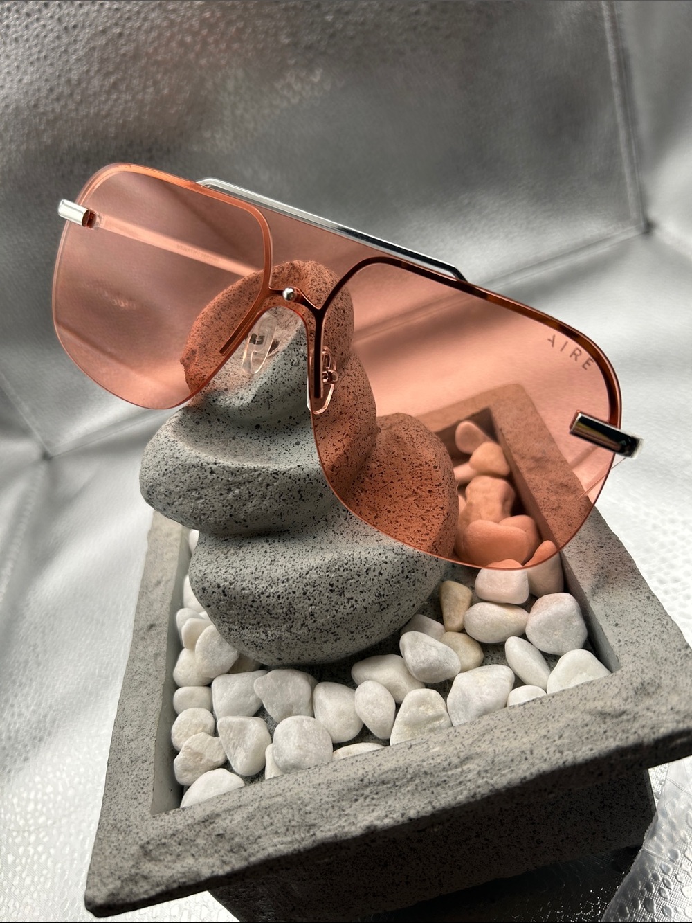 Aire Natural Venatici 137Mm Peach/silver Aviator Sunglasses